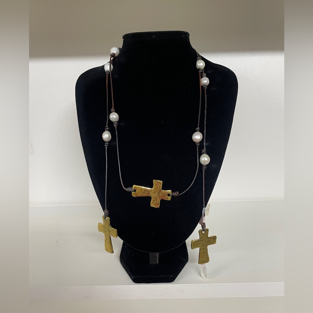 Pearls and cross necklace
